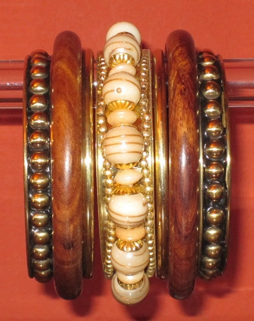 Gold & Wood Bangle Set